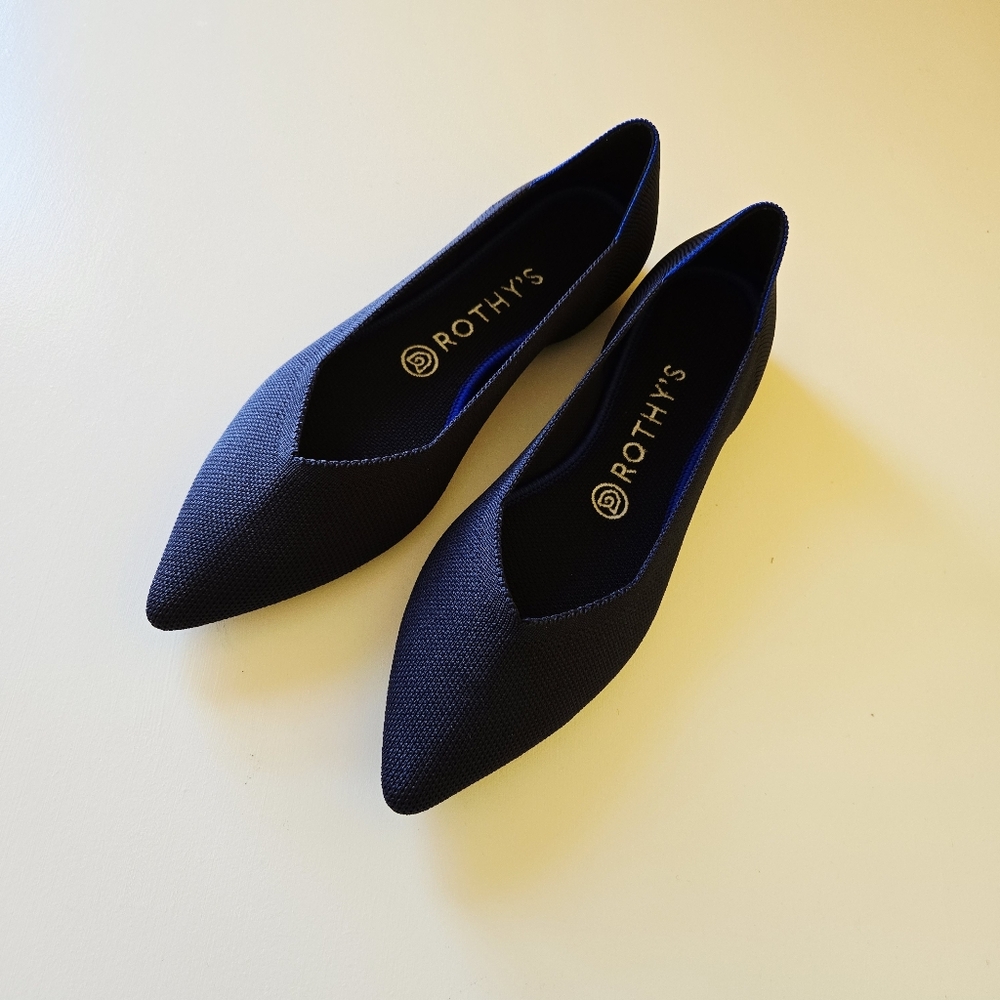 Rothys "THE POINT" Maritime Navy Slip On Comfort Ballet Flat Shoe Women's US 9 - Picture 3 of 16